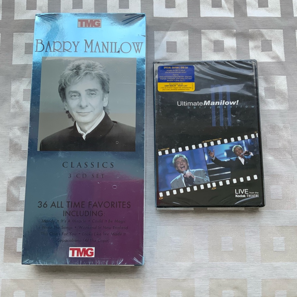 New never opened TMG Barry Manilow Classics 3 CD set and Ultimate Manilow DVD